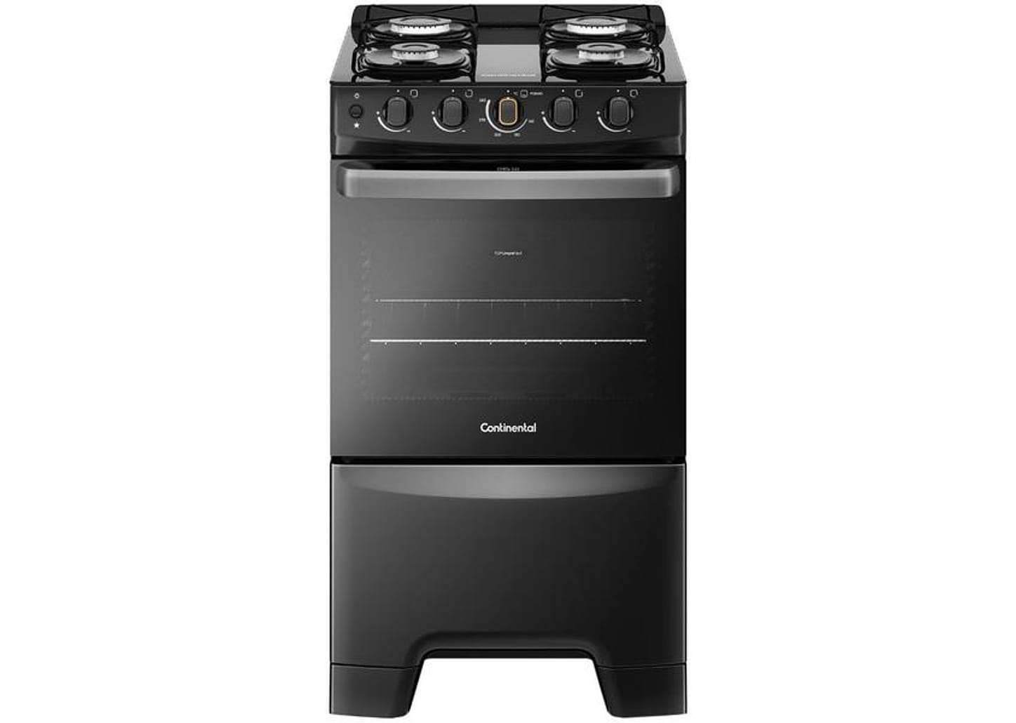 Fogão 4 Bocas Continental Mesa de Vidro Preto - Acendimento Automático FC4FP