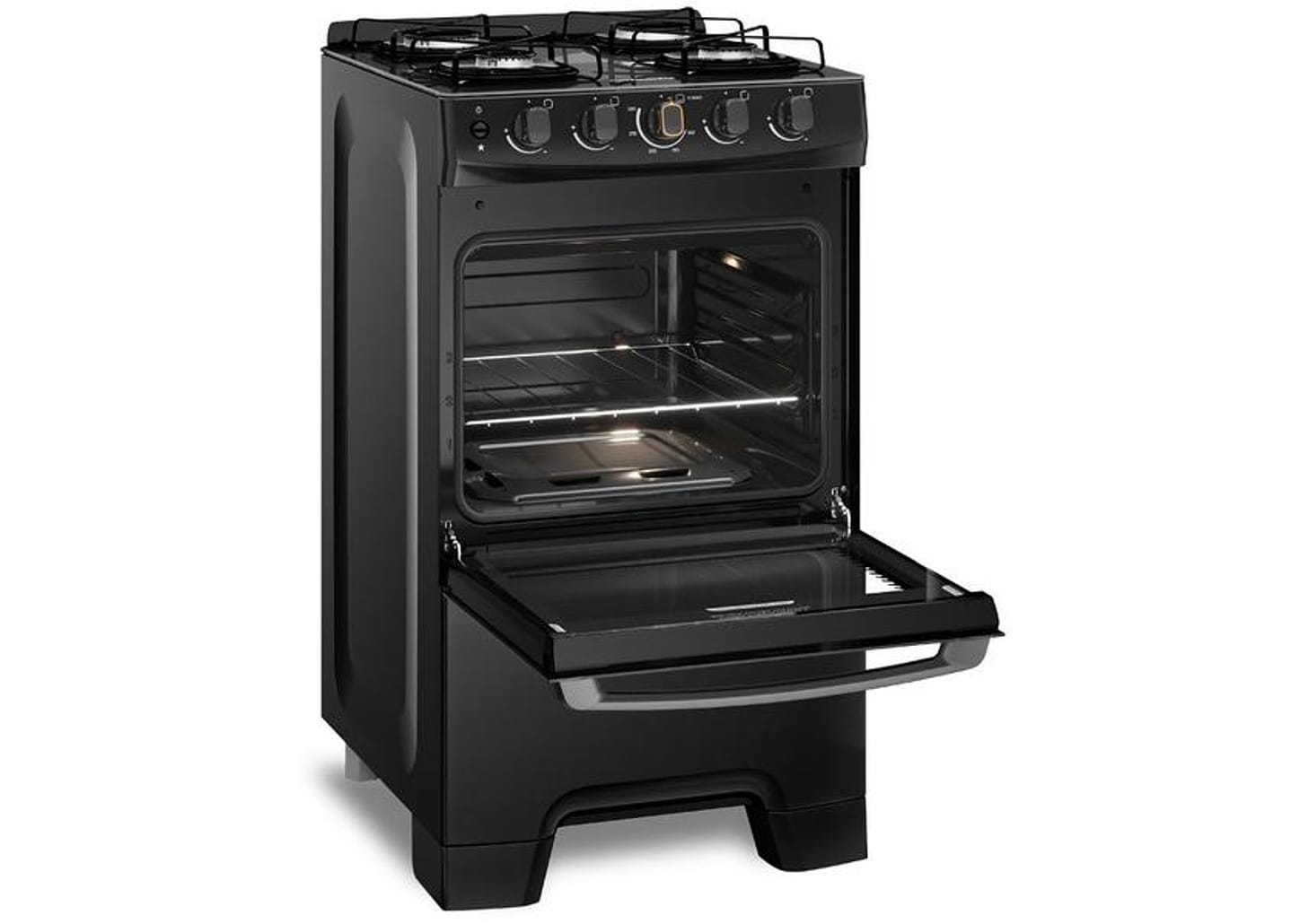 Fogão 4 Bocas Continental Mesa de Vidro Preto - Acendimento Automático FC4FP