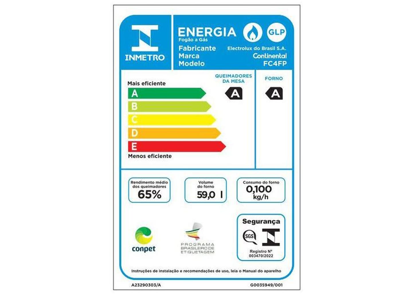 Fogão 4 Bocas Continental Mesa de Vidro Preto - Acendimento Automático FC4FP