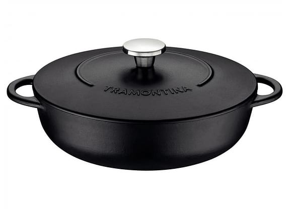 Frigideira Antiaderente com Tampa Tramontina Trento de Ferro Preto 28cm