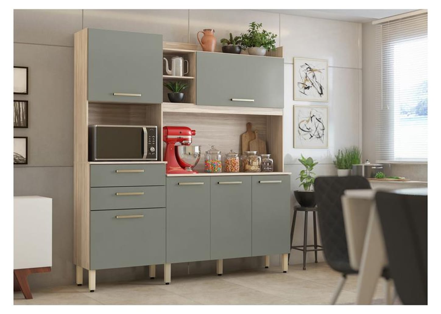 Cozinha Compacta Demóbile Select 2 Gavetas 6 Portas