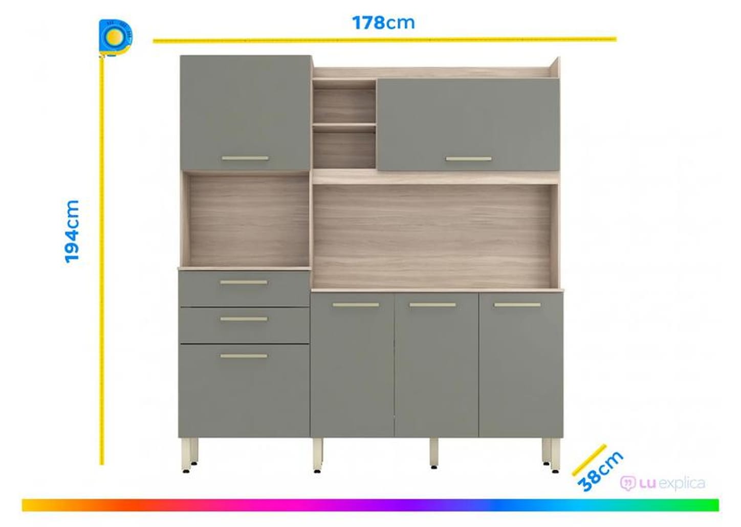 Cozinha Compacta Demóbile Select 2 Gavetas 6 Portas