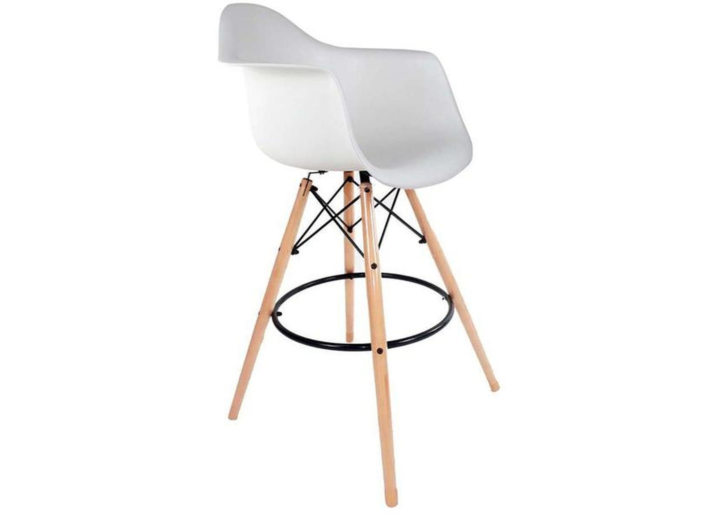 Banqueta Alta com Encosto Branca Empório Tiffany - Eames Arm