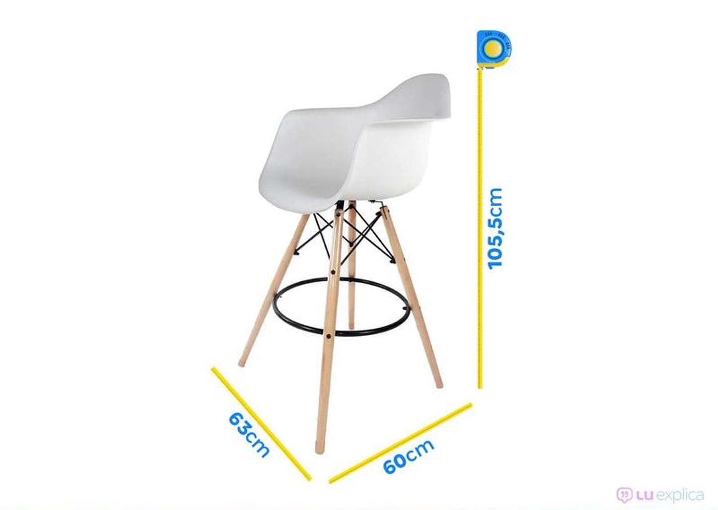 Banqueta Alta com Encosto Branca Empório Tiffany - Eames Arm