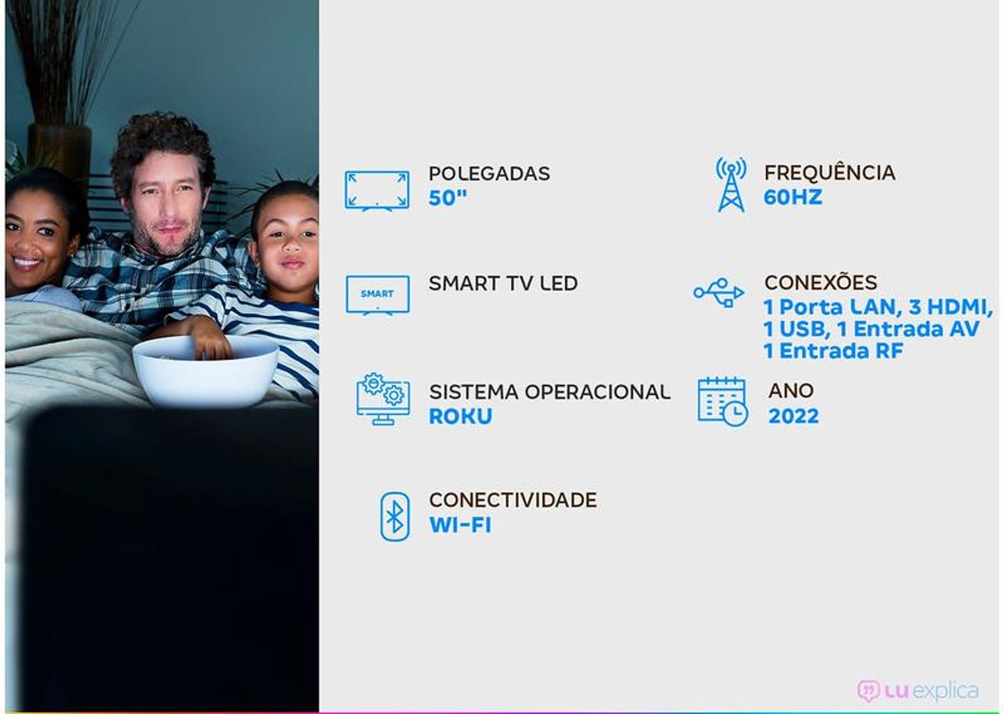 Smart TV 50” 4K LED TCL RP630 60Hz Wi-Fi 3 HDMI 1 USB