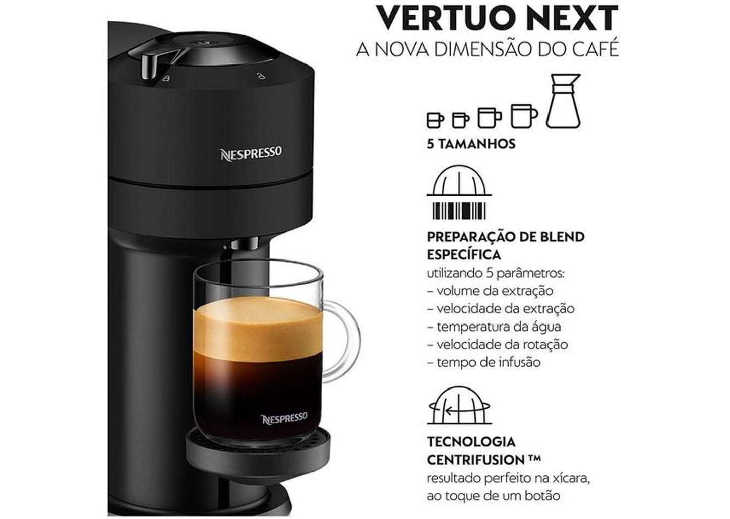 Cafeteira Espresso Nespresso Vertuo Next - Preto Fosco