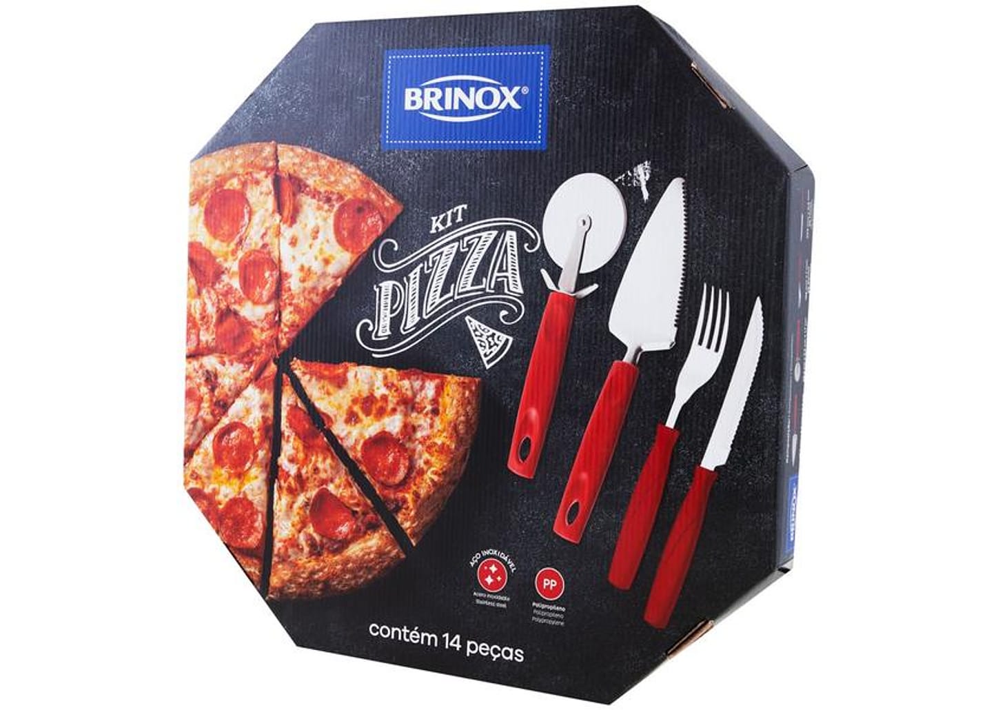 Kit Pizza Brinox Inox 6099/450 14 Peças