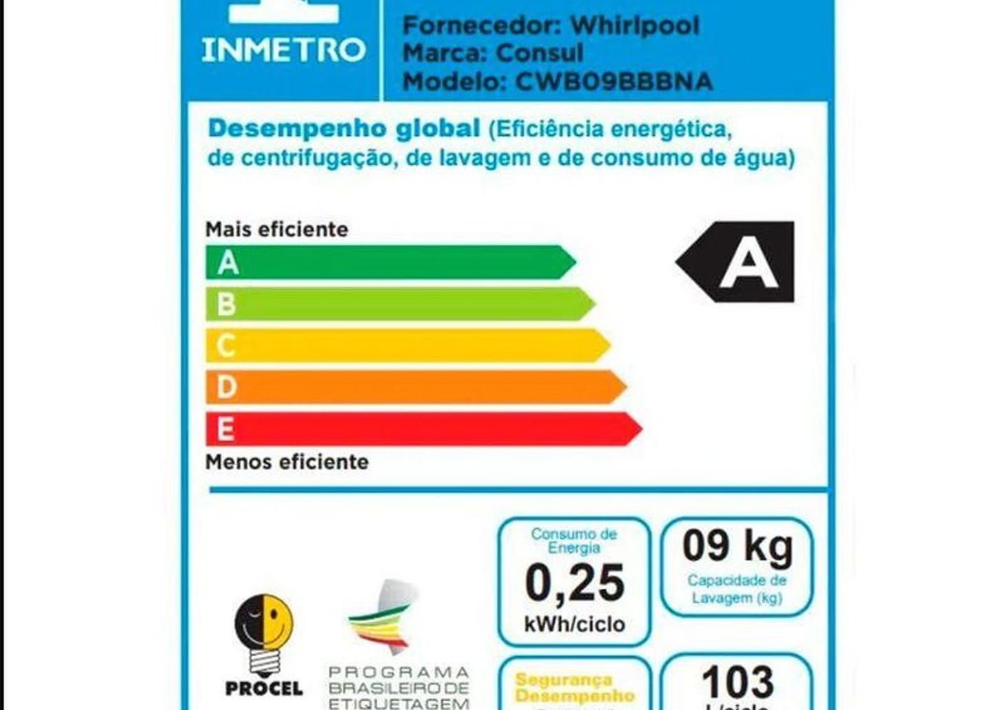 Lavadora de Roupas Consul 9kg 15 Programas de Lavagem Branca CWB09