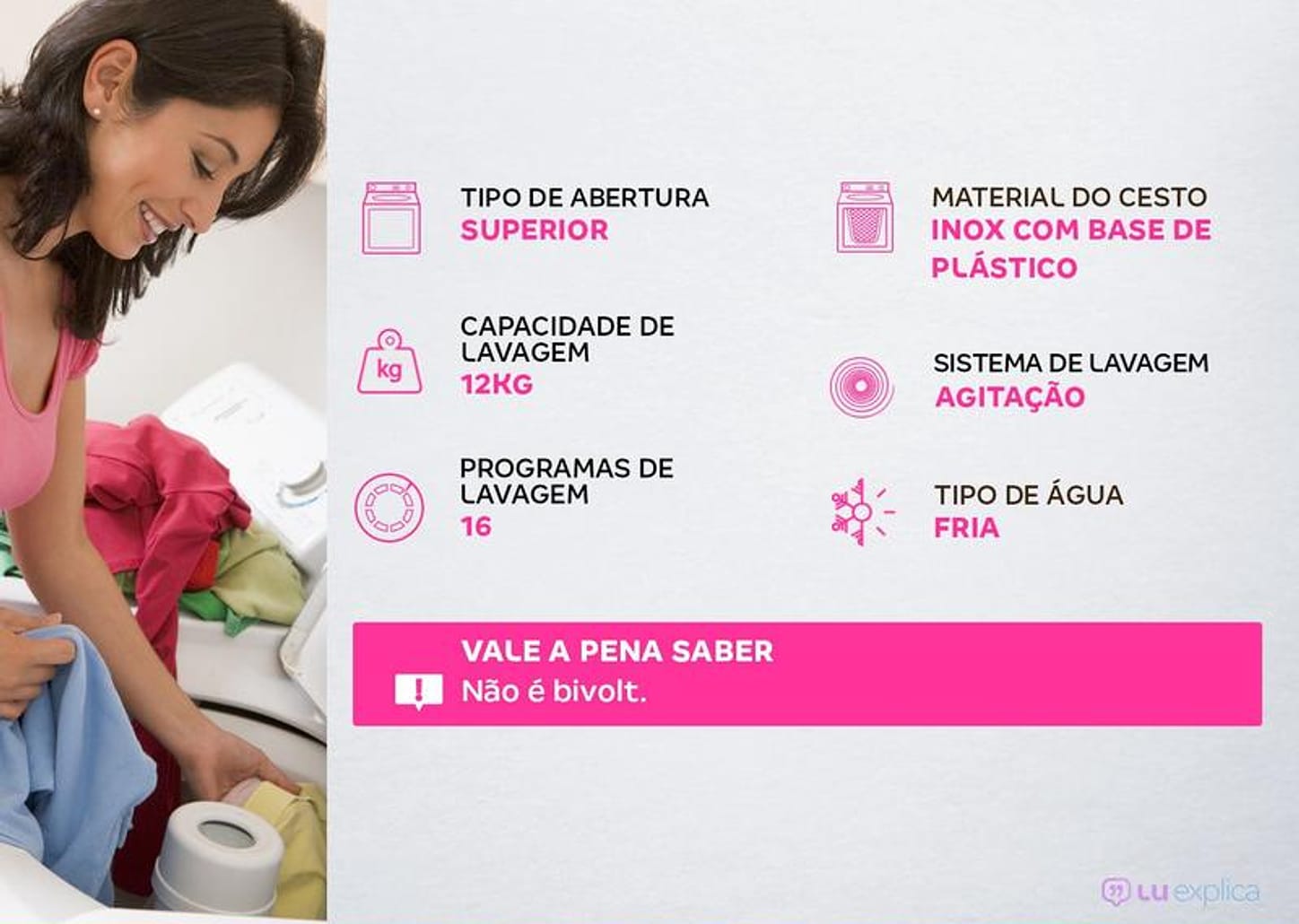 Lavadora de Roupas Consul 12kg 16 Programas de Lavagem Branca CWH12