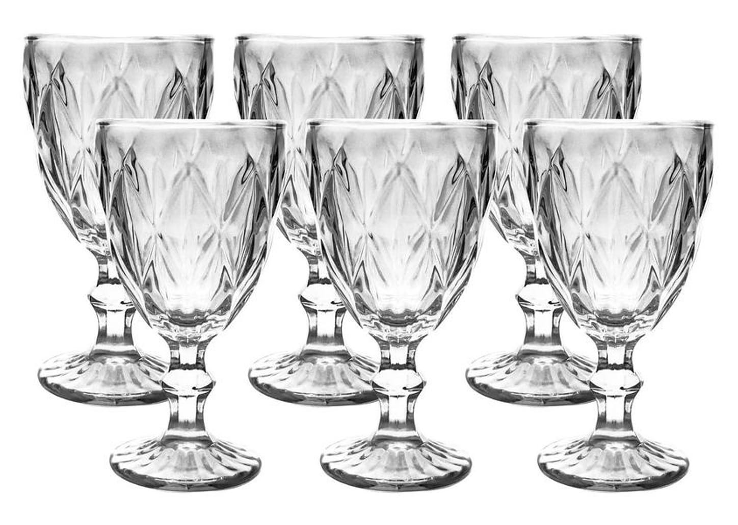 Jogo de Taças para Bebidas de Vidro 330ml 6 Peças Haus Diamond Empire