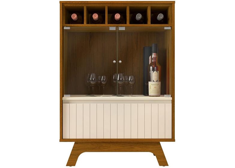 Cristaleira 3 Portas Freijó/Off White DJ Móveis - Tulipa