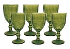 Jogo de Copos de Vidro Verde 330ml 6 Peças - Haus Empire Lace