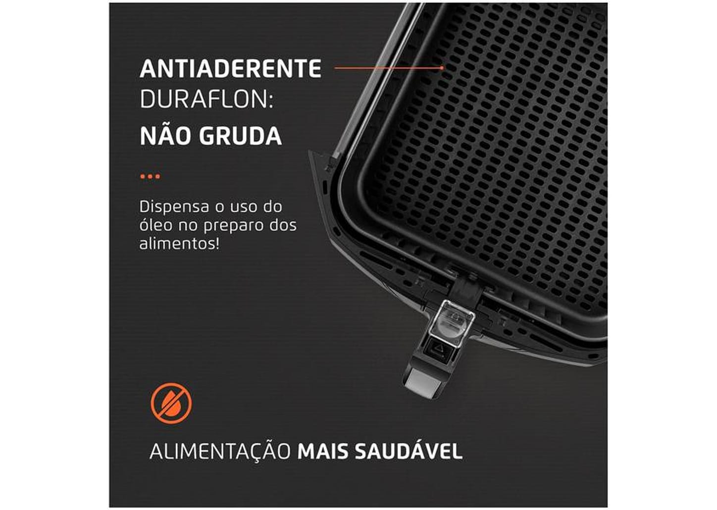 Fritadeira Elétrica sem Óleo/Air Fryer Mondial - AFN-80-BI Preta e Inox 8L com Timer