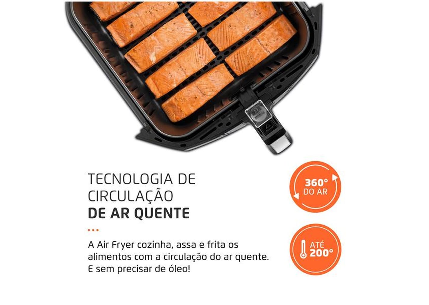 Fritadeira Elétrica sem Óleo/Air Fryer Mondial - AFN-80-BI Preta e Inox 8L com Timer