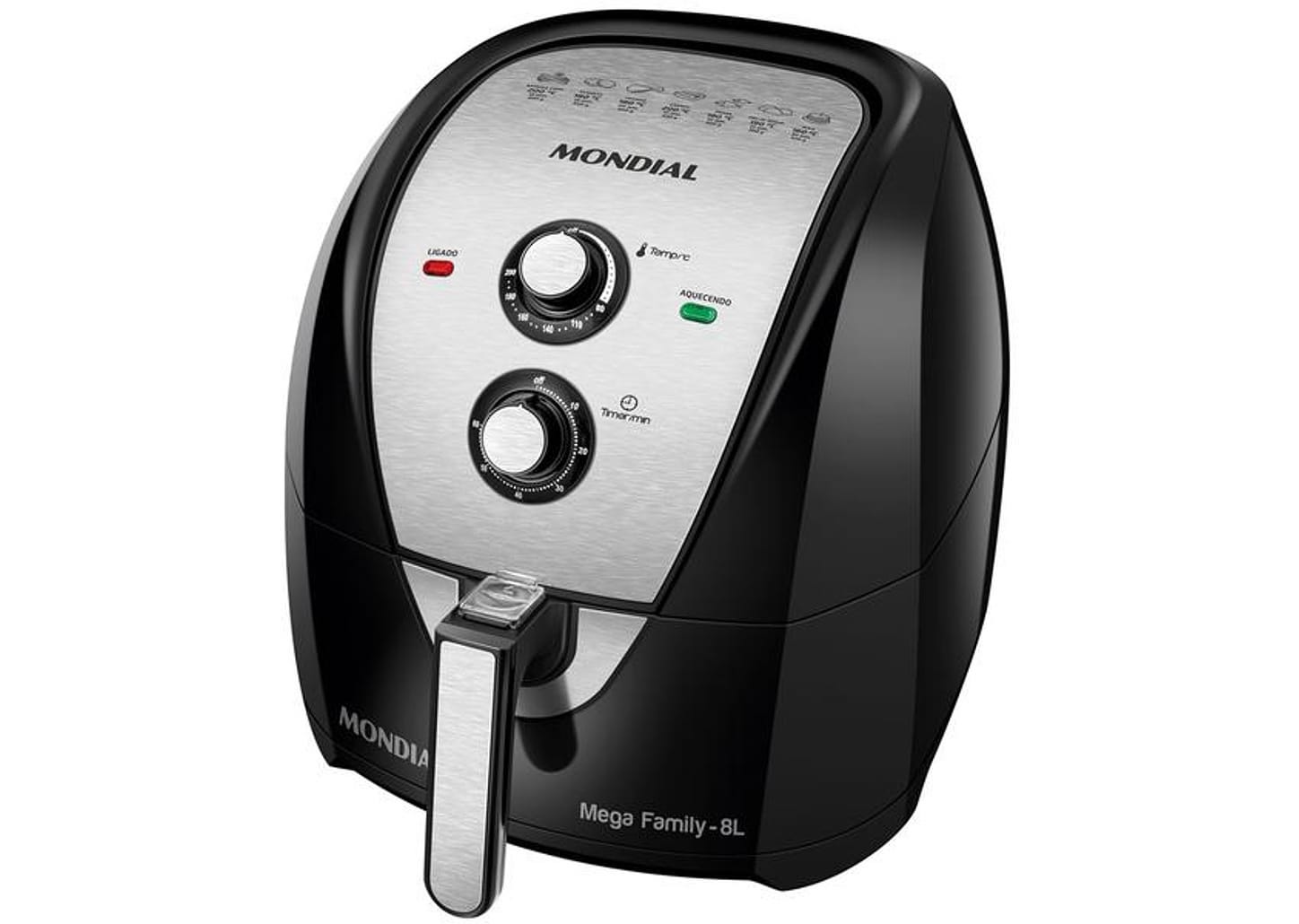 Fritadeira Elétrica sem Óleo/Air Fryer Mondial - AFN-80-BI Preta e Inox 8L com Timer