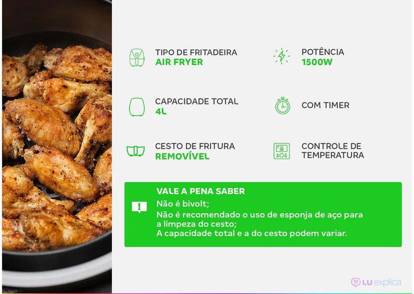 Fritadeira Elétrica sem Óleo/Air Fryer Mondial - AFN-40-BF Preta com Timer