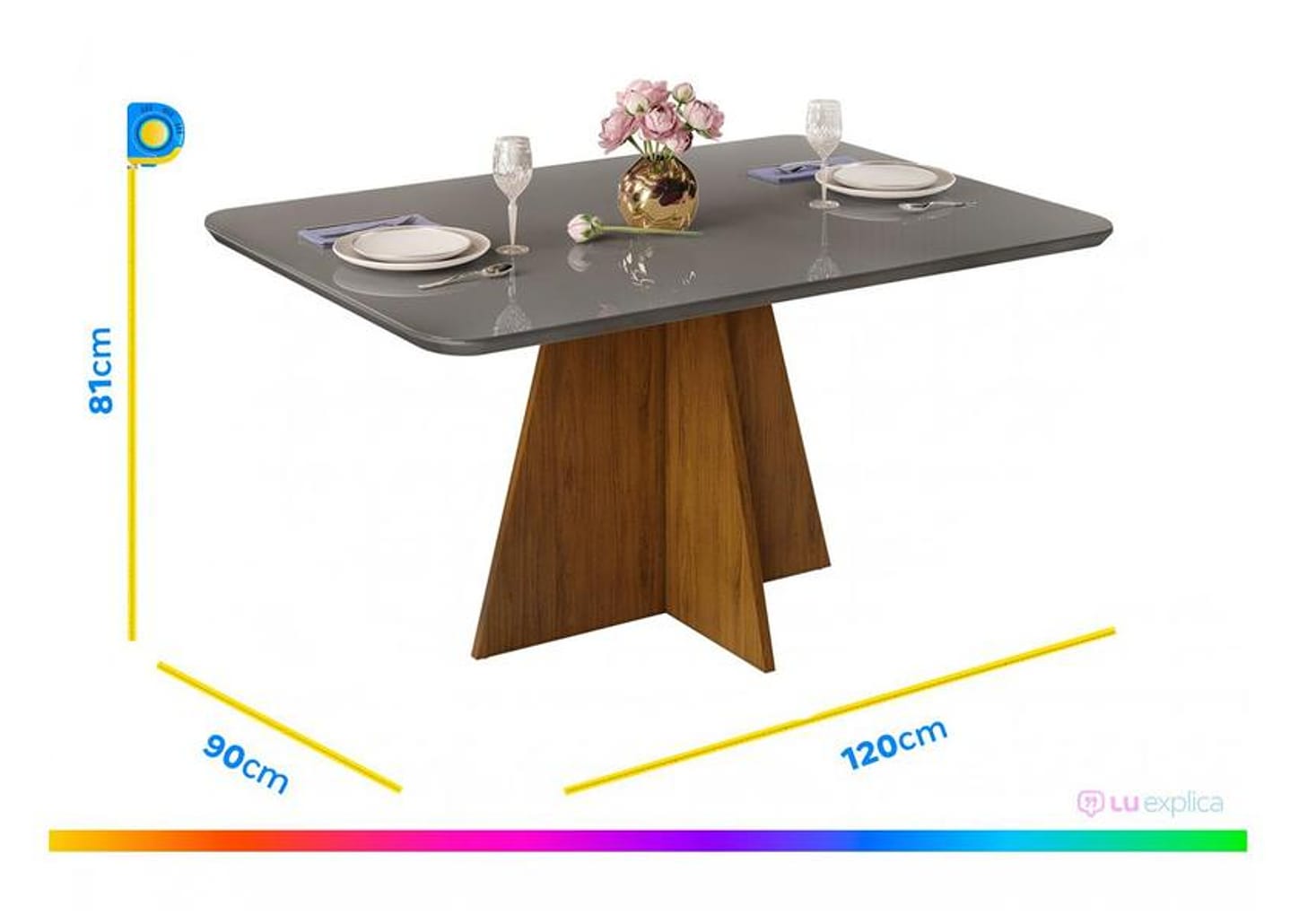 Mesa de Jantar 4 Cadeiras Retangular Cinza e Saara DJ Móveis Siena