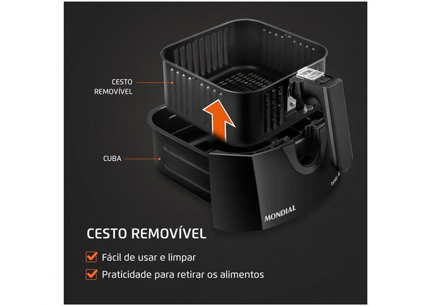 Fritadeira Elétrica sem Óleo/Air Fryer Mondial - AFN-40-BF Preta com Timer