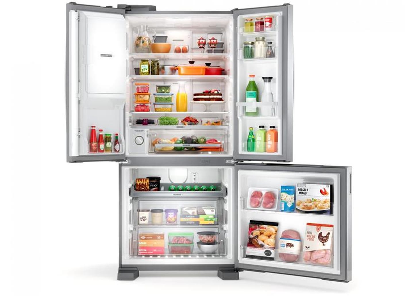 Geladeira/Refrigerador Brastemp Frost Free Inverse - Inox 515L com Dispenser de Água e Gelo BRH85AK