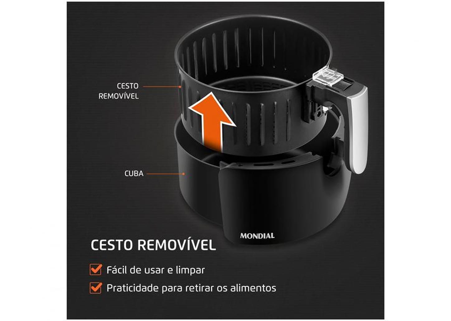 Fritadeira Elétrica sem Óleo/Air Fryer Mondial - Family IV AF-30-I Preta 3,5L com Timer