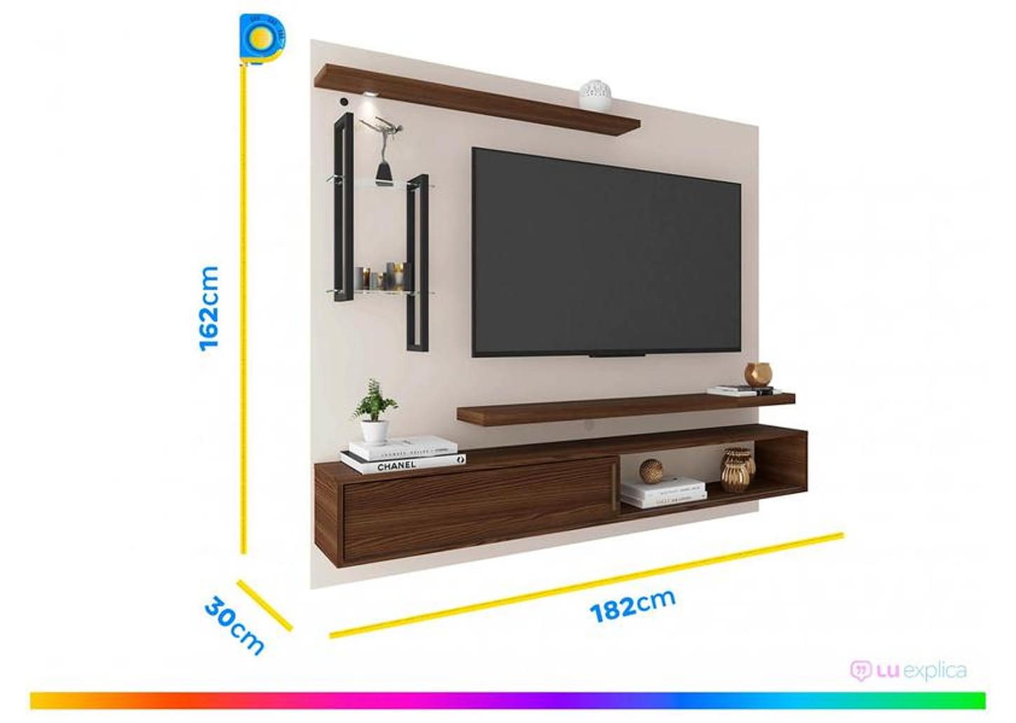 Painel para TV Até 60” DJ Móveis New Greco 2 Prateleiras