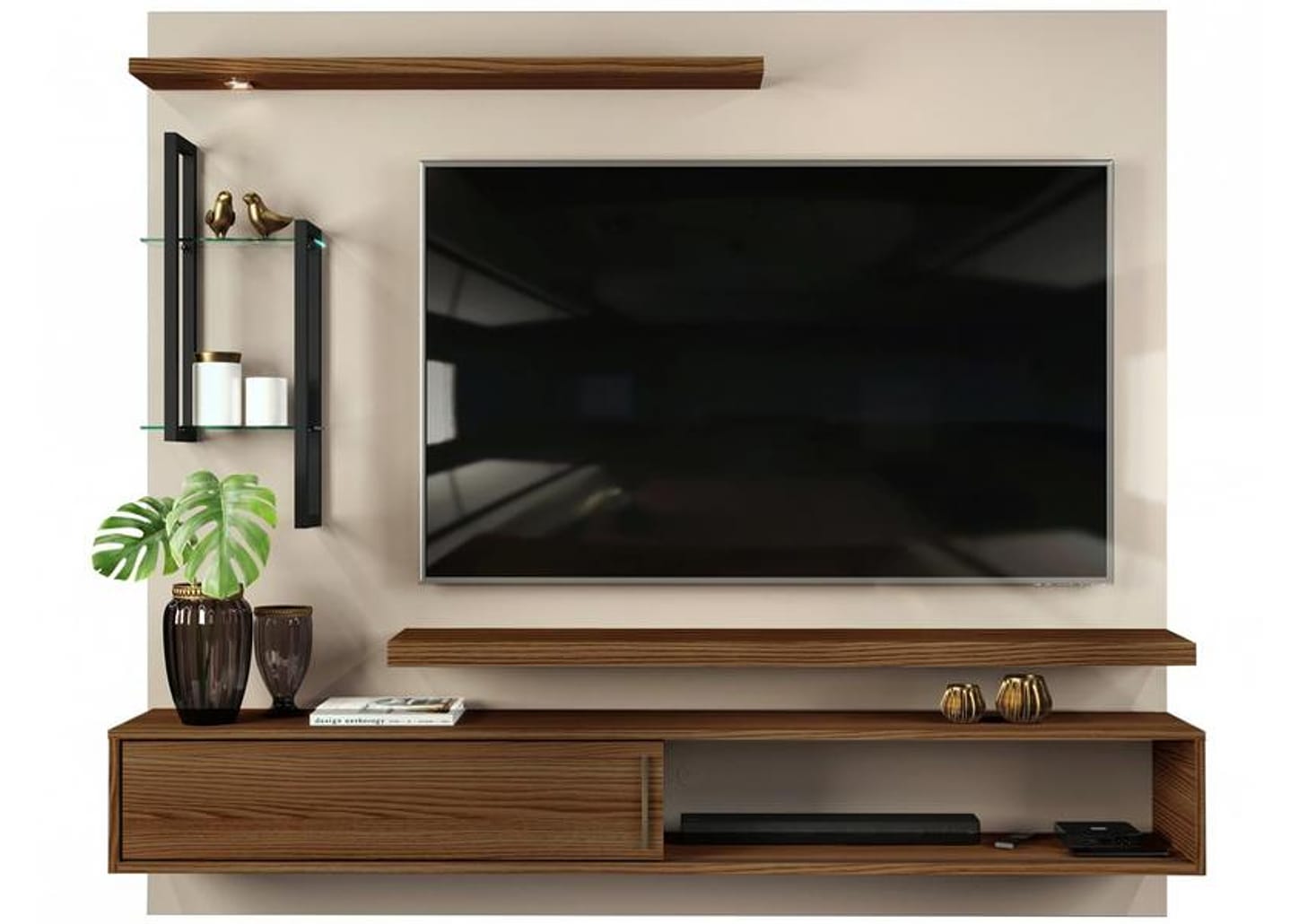 Painel para TV Até 60” DJ Móveis New Greco 2 Prateleiras