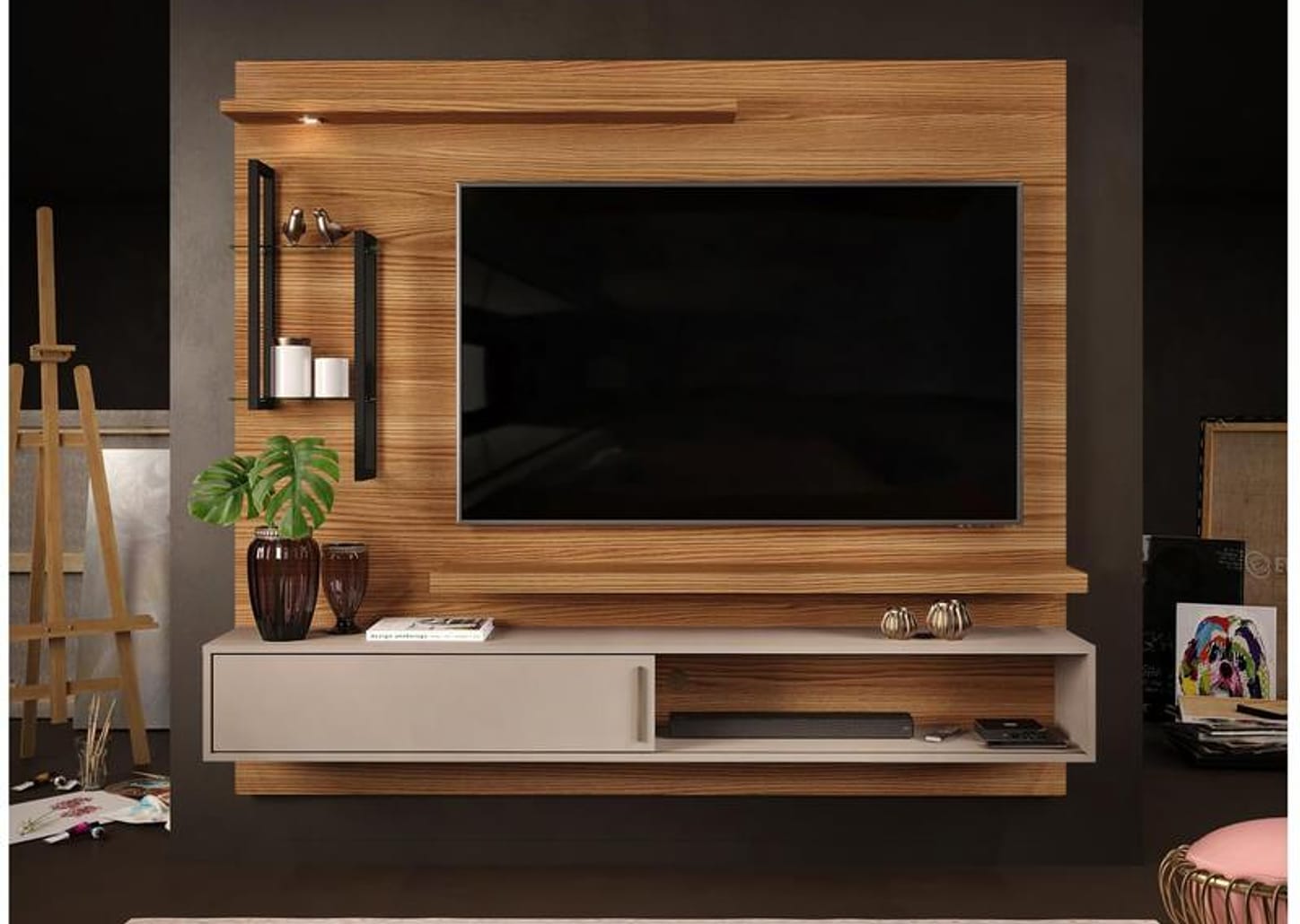 Painel para TV até 60” DJ Móveis New Greco 2 Prateleiras