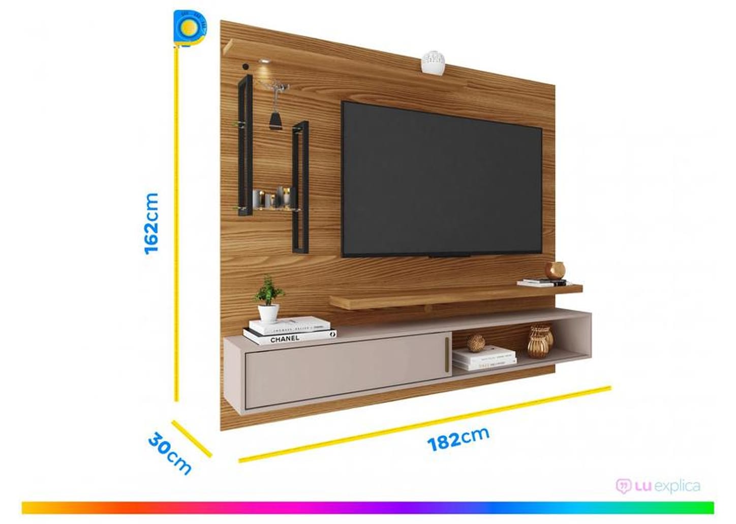 Painel para TV até 60” DJ Móveis New Greco 2 Prateleiras