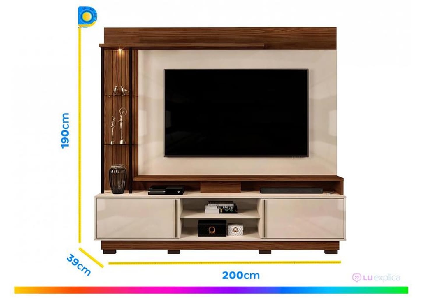 Painel para TV até 70” DJ Móveis Martino 4 Prateleiras