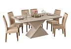 Mesa de Jantar 6 Cadeiras Retangular Off White e Saara DJ Móveis Firenze