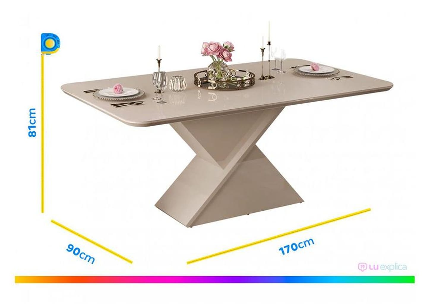 Mesa de Jantar 6 Cadeiras Retangular Off White e Saara DJ Móveis Firenze