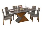 Mesa de Jantar 6 Cadeiras Retangular Cinza e Lunar DJ Móveis Firenze