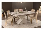 Mesa de Jantar 6 Cadeiras Retangular Off White e Saara DJ Móveis Firenze