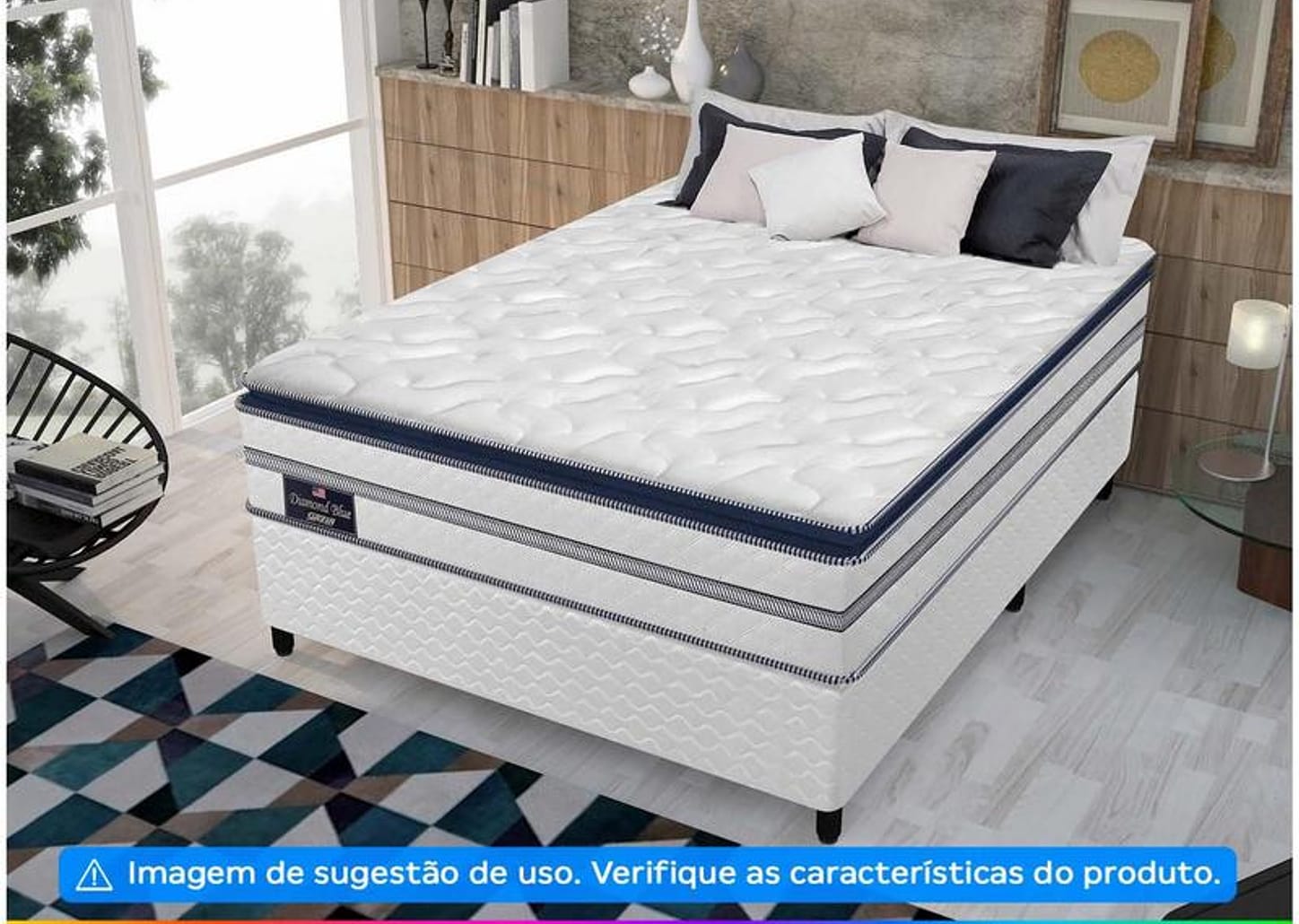 Base Cama Box Casal Gazin 27x138x188cm - Diamond Blue