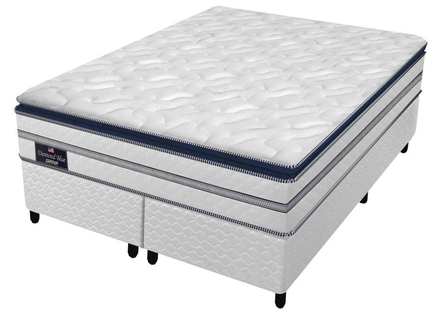 Base Cama Box Queen Gazin Bipartido 27x158x198cm - Diamond Blue