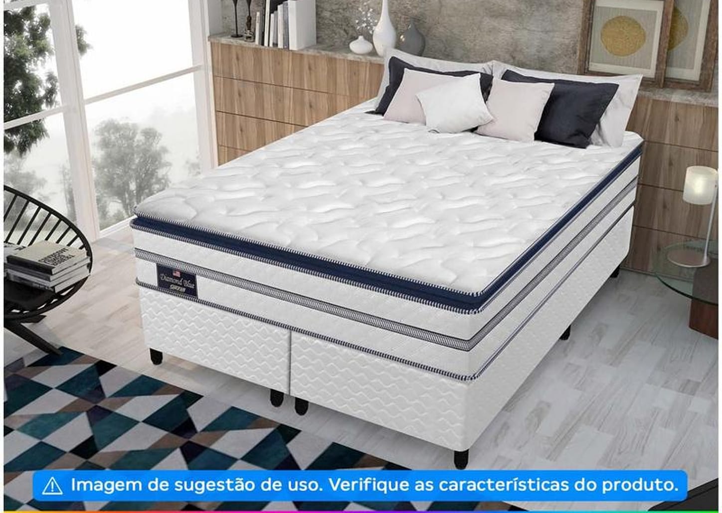 Base Cama Box Queen Gazin Bipartido 27x158x198cm - Diamond Blue