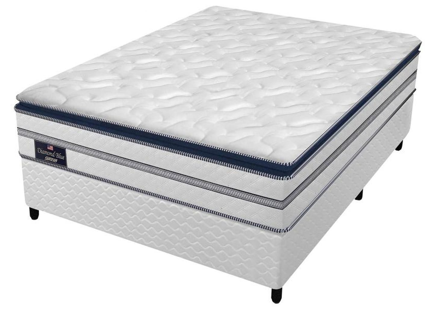 Base Cama Box Casal Gazin 27x138x188cm - Diamond Blue