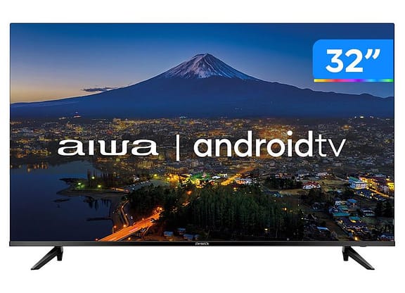 Smart TV 32” HD D-LED AIWA IPS Wi-Fi Bluetooth - Google Assistente 2 HDMI 2 USB