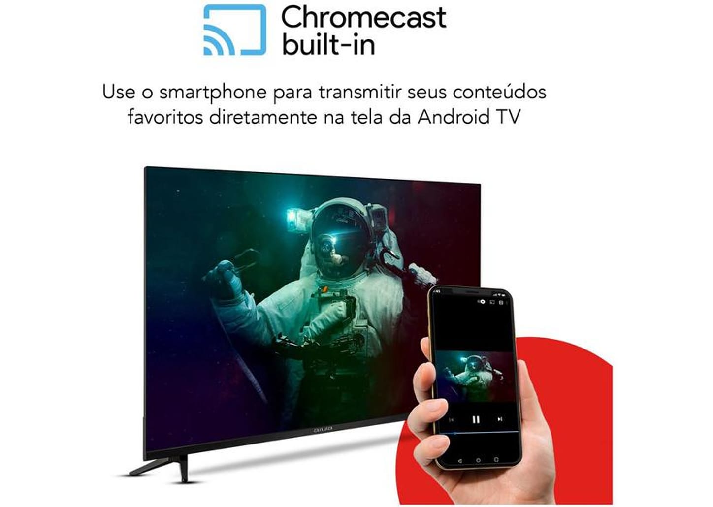 Smart TV 32” HD D-LED AIWA IPS Wi-Fi Bluetooth - Google Assistente 2 HDMI 2 USB
