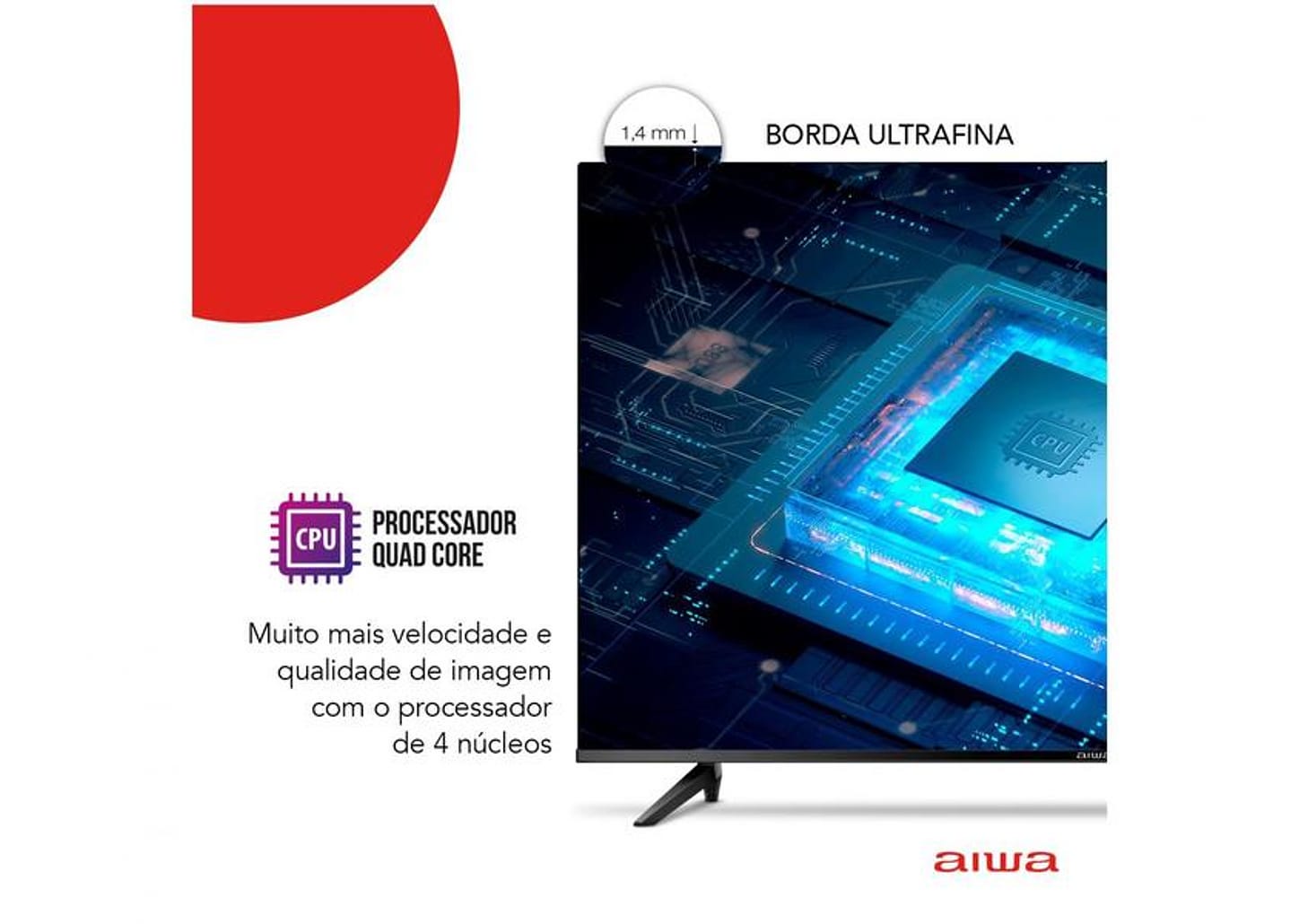 Smart TV 32” HD D-LED AIWA IPS Wi-Fi Bluetooth - Google Assistente 2 HDMI 2 USB