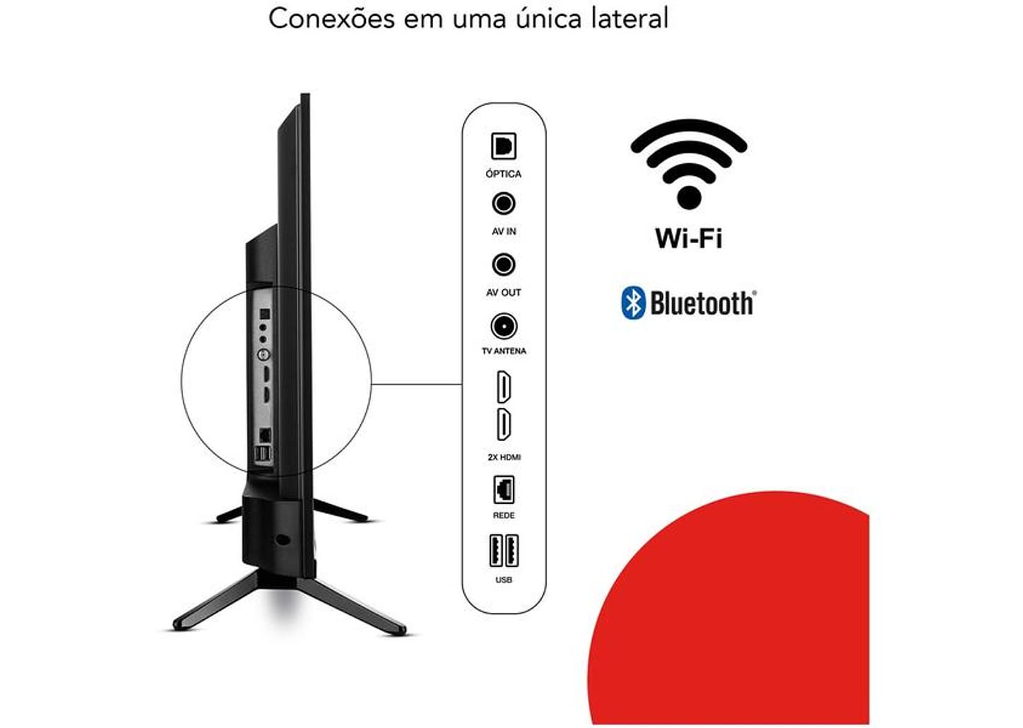 Smart TV 32” HD D-LED AIWA IPS Wi-Fi Bluetooth - Google Assistente 2 HDMI 2 USB