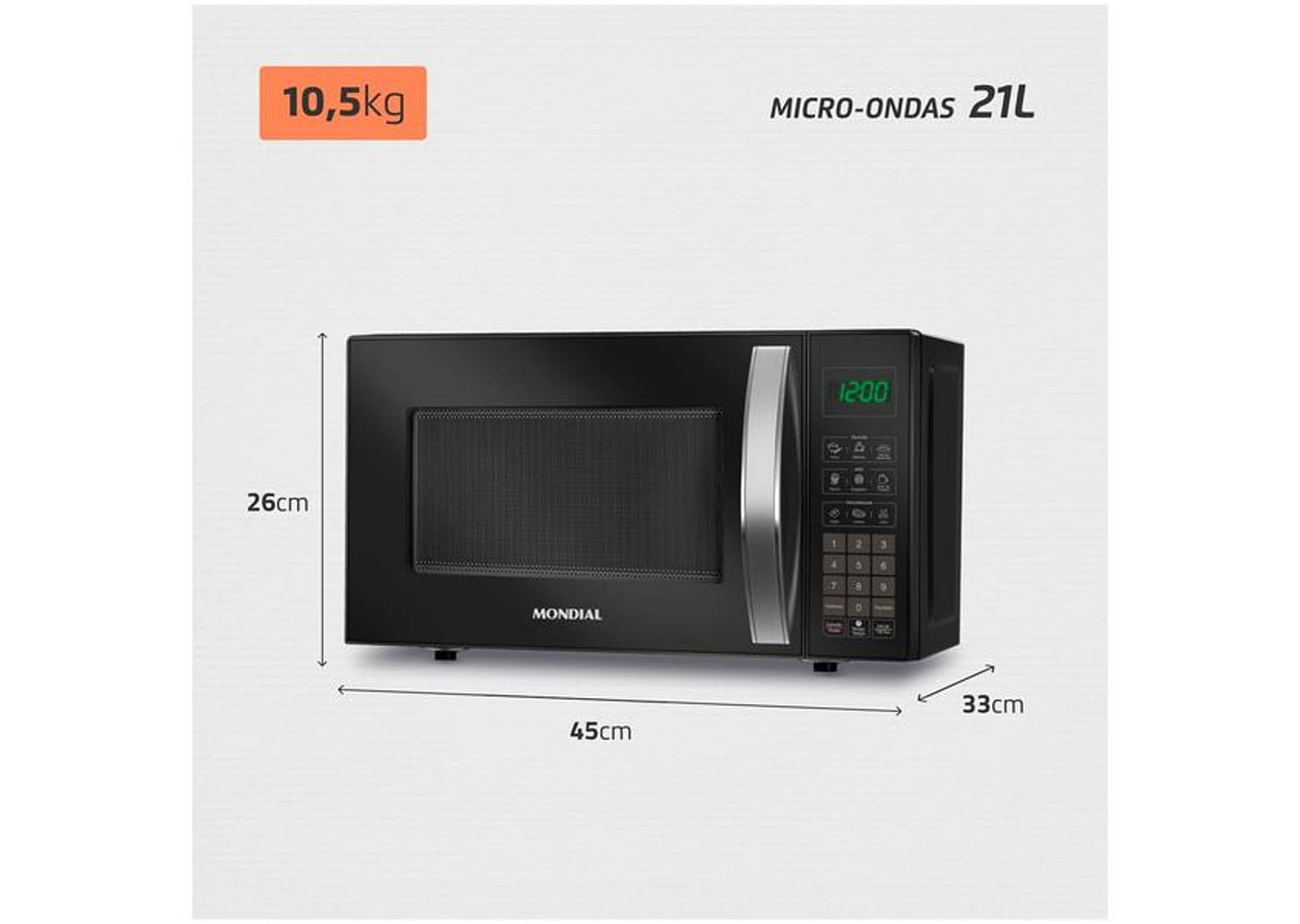 Micro-ondas Mondial 21L Preto MO-01-21