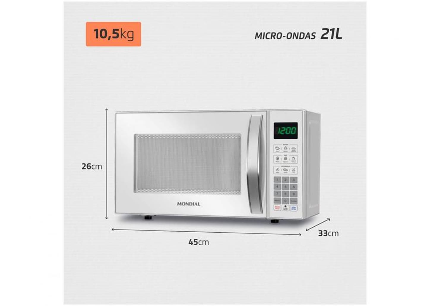 Micro-ondas Mondial 21L Branco MO-01-21