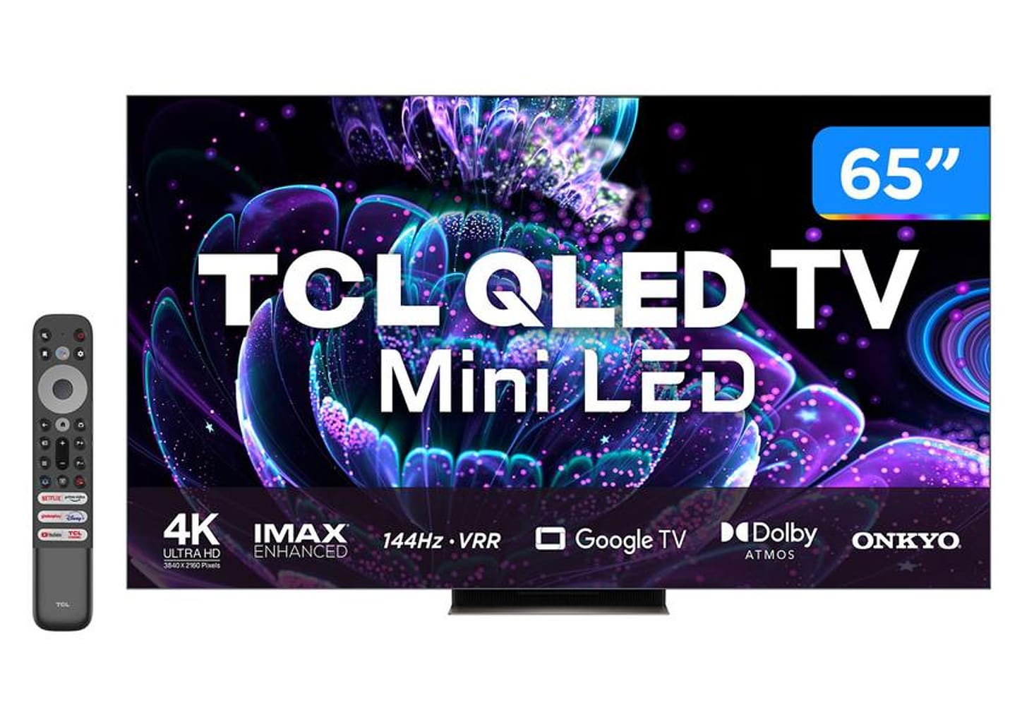 Smart TV 65” 4K QLED TCL 65C835 120Hz - Wi-Fi Bluetooth Google Assistente 4 HDMI 2 USB