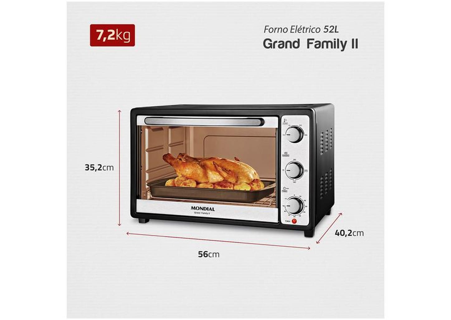 Forno Elétrico de Bancada Mondial com Timer 52L Grand Family II FR-52