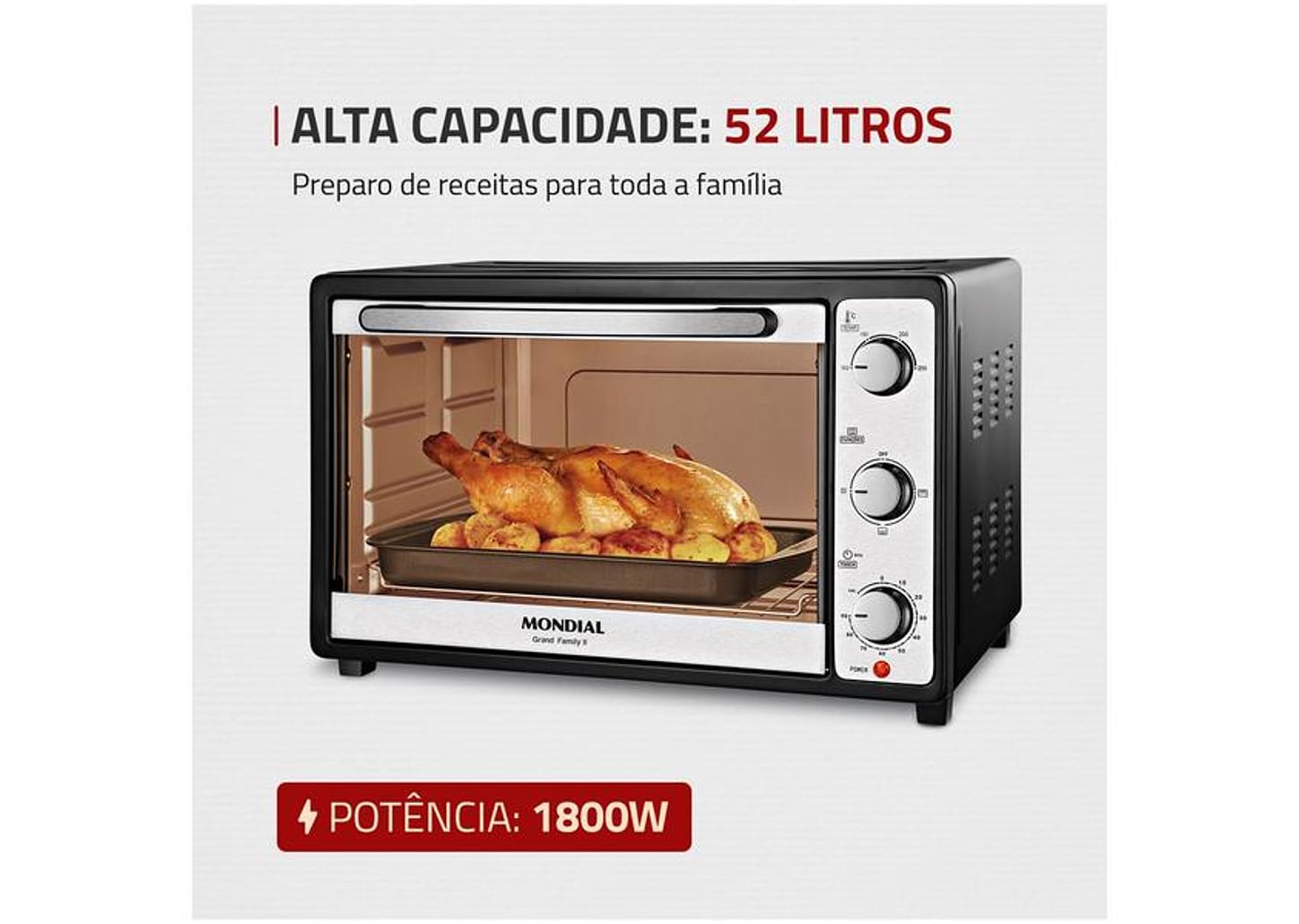 Forno Elétrico de Bancada Mondial com Timer 52L Grand Family II FR-52