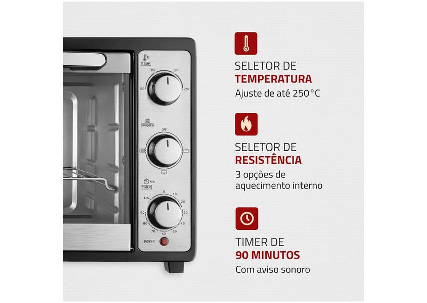 Forno Elétrico de Bancada Mondial com Timer 52L Grand Family II FR-52