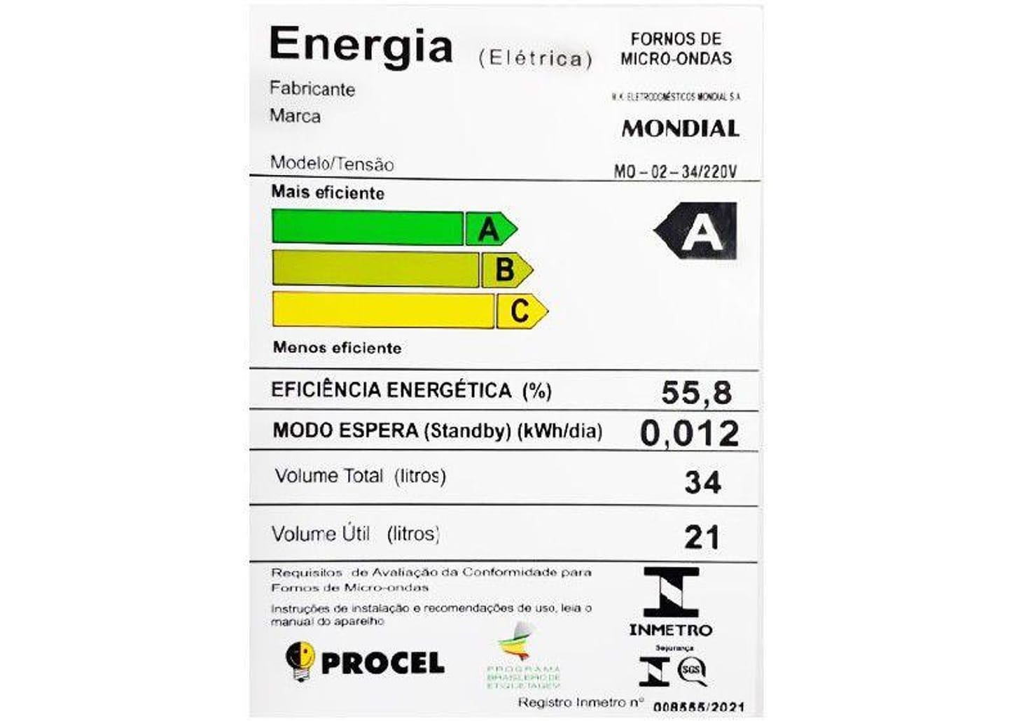 Micro-ondas Mondial 34L Espelhado - MO-02-34