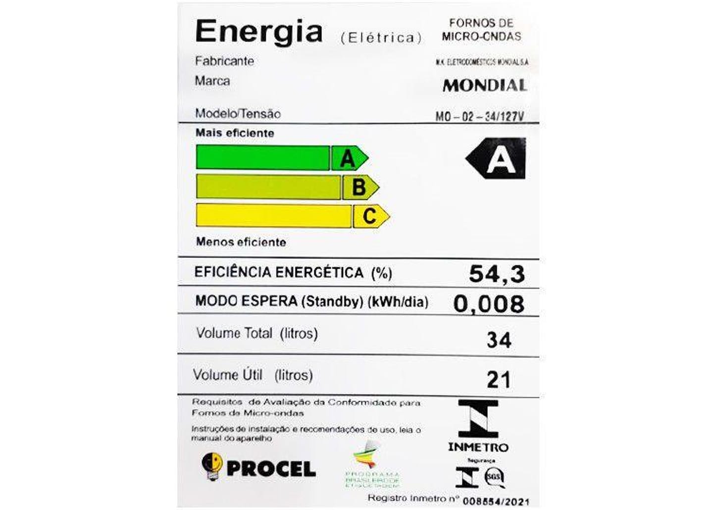 Micro-ondas Mondial 34L Espelhado - MO-02-34