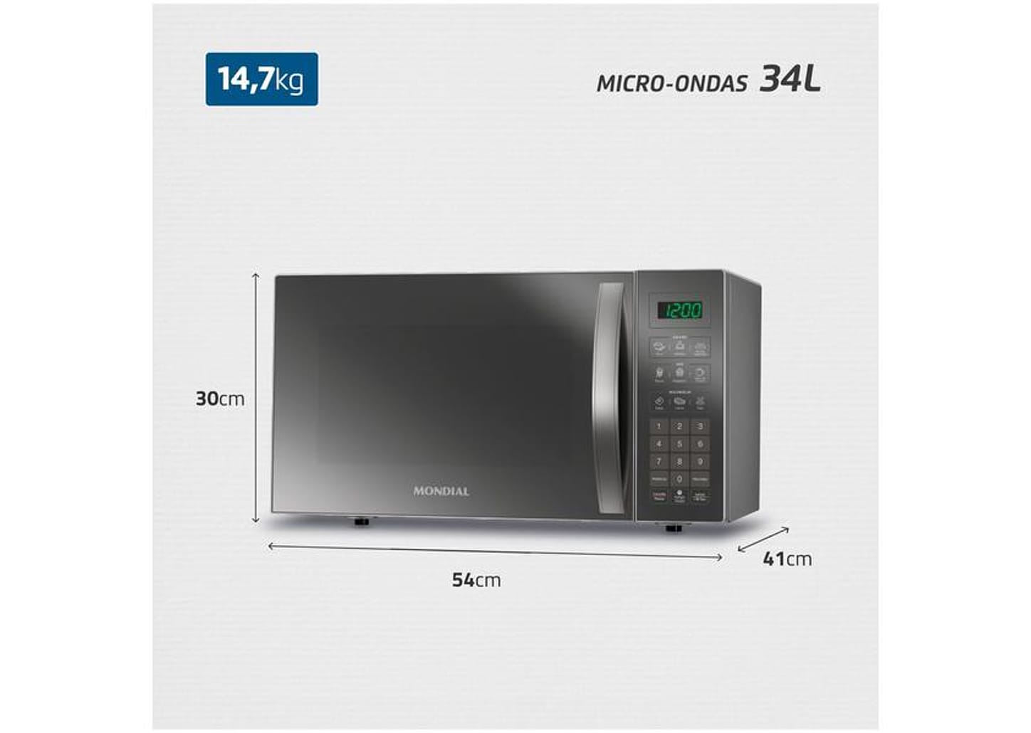 Micro-ondas Mondial 34L Espelhado - MO-02-34
